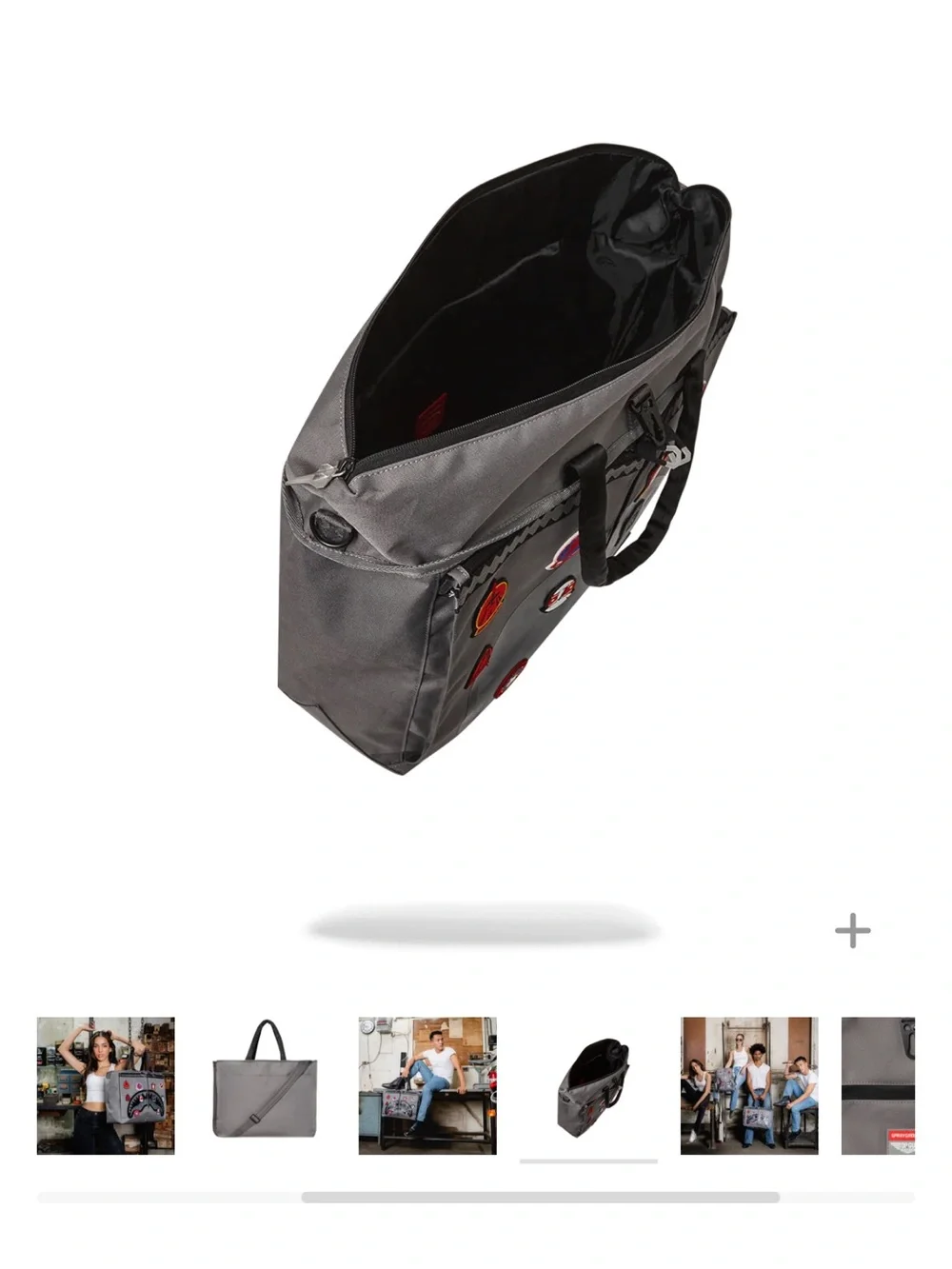 Sprayground Gray Shark Patch Canvas Tote (FIRM PRICE)